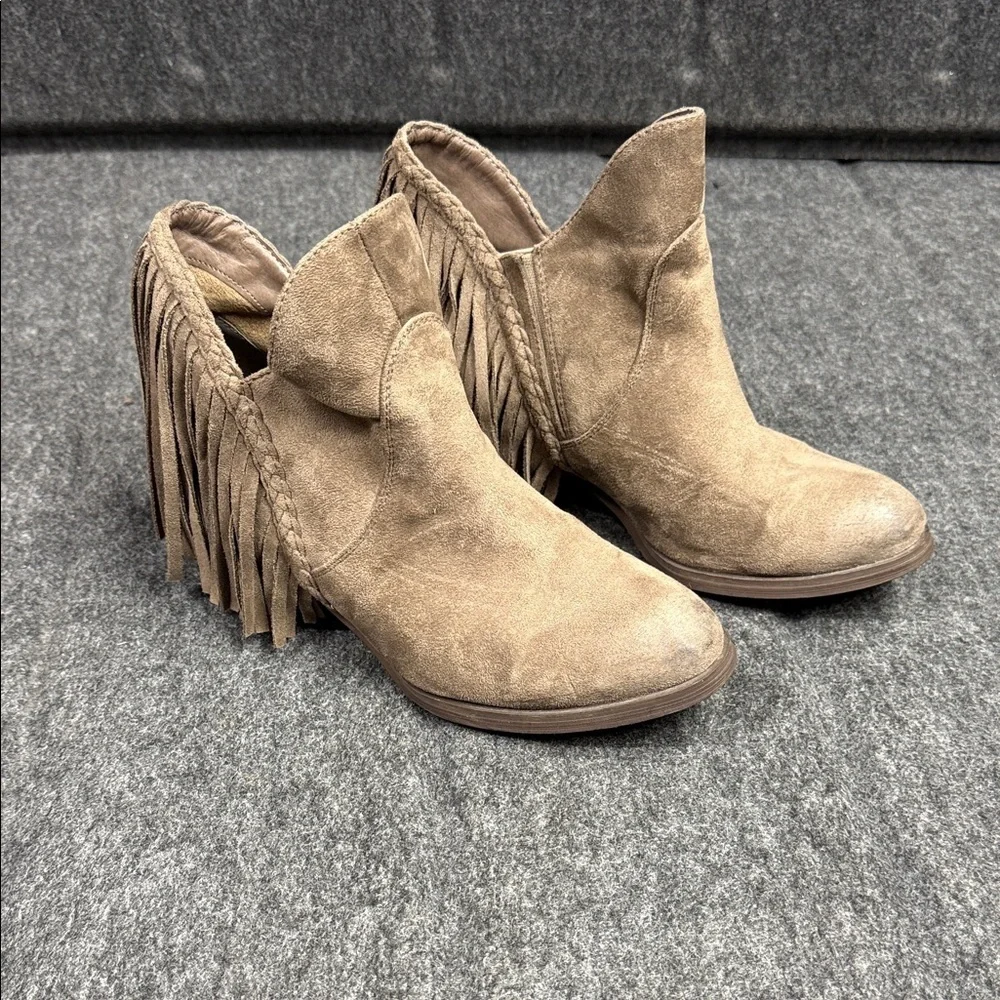 Not Rated Tan Fringe Ankle Booties - Picture 3 of 9